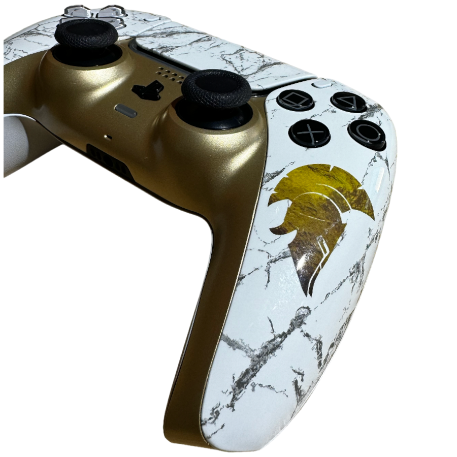 Clever PS5 Gold Marbled Spartan Controller side